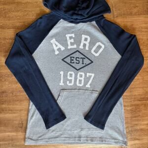 Aeropostale Y2K Logo Waffle Knit Hooded Long Sleeve Men’s Medium